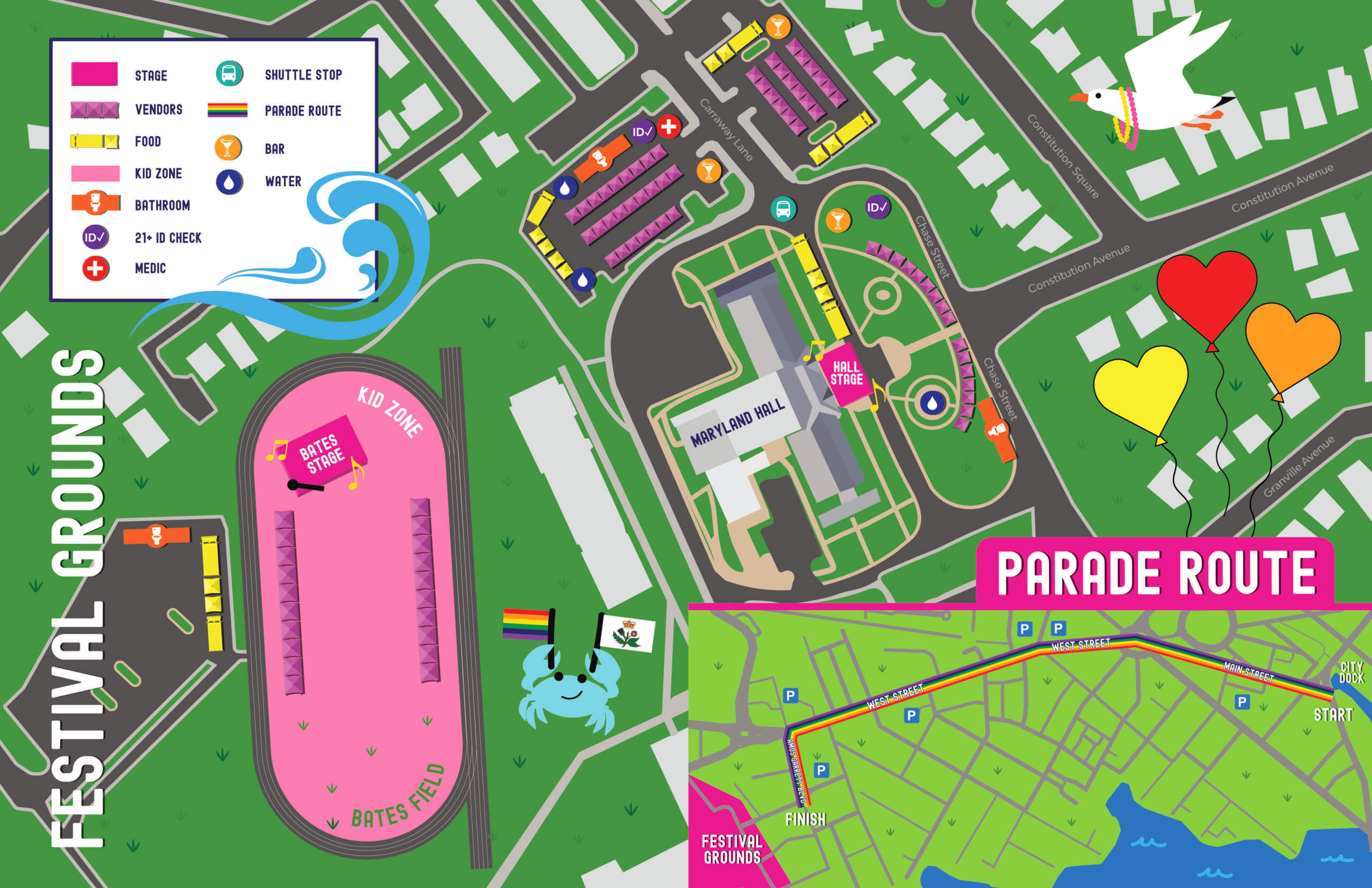 Colorful map of a parade ground